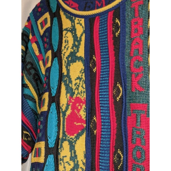 90s Vintage EMAROO Heavy Wool Sweater COOGI STYLE Australia 3D Textured SZ 16 M - Picture 5 of 9